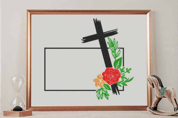 Download Rectangle Flower Frame with Cross - Rectangle Collection