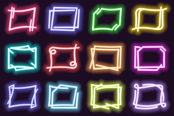 Download Glowing Rectangle Neon Frames - Rectangle Collection
